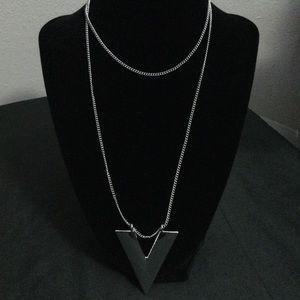 Silver geometric triangle pendant-costume jewelry